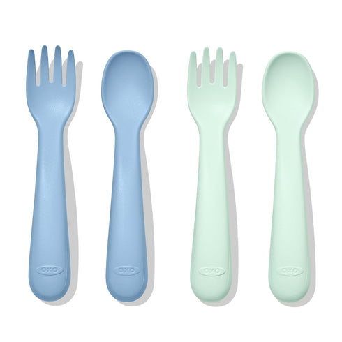 OXO Tot Plastic Fork and Spoon Set - Opal and Dusk...