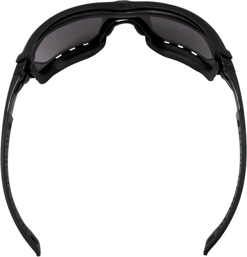 Birdz Eyewear Gasket Safety Padded Motorcycle Sport Sunglasses Black with Smoke Lens...