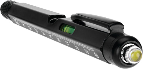 Performance Tool W9217 2 pk. Multi-Function Aluminum Black Ballpoint Pens, LED Light Stylus Ruler Level Bottle Opener Slotted & Phillips Screwdriv...