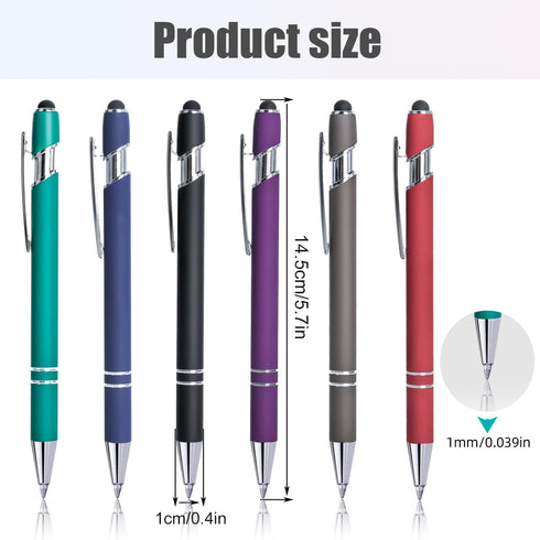 6PCS Retractable Ballpoint Pen with Stylus Tip, 2 in 1 Stylus Pen for Touch Screens, 1.0mm Medium Point, Black Ink?6 colors?......