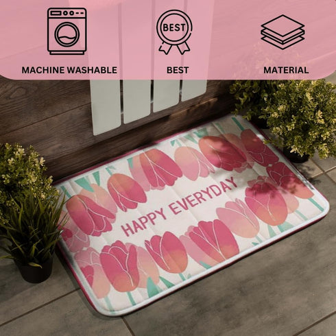Tulips Flower Front Door Mat 23.6" X 15.7" Inches - 60 x 40 cm Washable Non-Slip Absorbent Resist Dirt Entrance Door Mat Rugs...