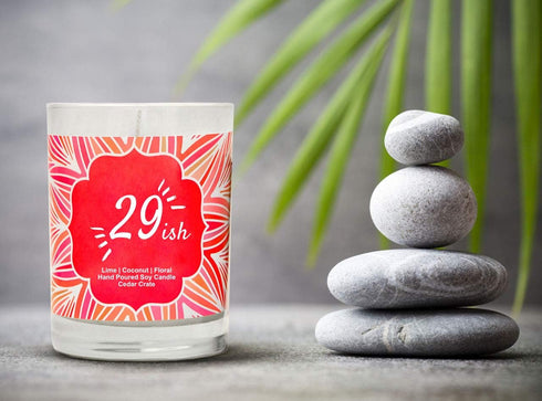 29ish | Lime, Coconut, Floral | Luxury Scented Soy Candles | 10 Oz. Jar Candle | Made in the USA | Decorative Aromatherapy | 30th Birthday Gifts F...