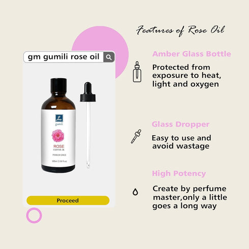 Rose Essential Oil, Home Fragrance Scent Oil for Diffuser, Skin, Hair, Candle, Soap, Dryer Balls, Laundry - 3.38 oz/100ml...
