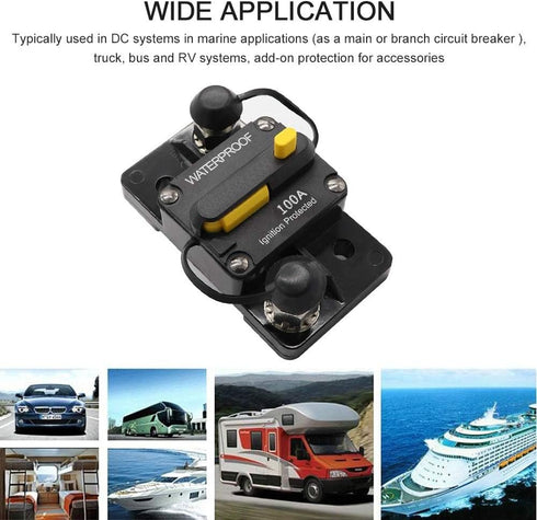 100Amp Waterproof Circuit Breaker 30A-300A Auto Car Protection Inline Fuse Stereo Switch Fuse Holders Without Fuse Replacing...