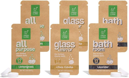 Eco-Friendly Cleaning Tablet Variety Pack - Multi-Surface, Glass & Bathroom Cleaner Refills, Compostable, Plant-Based, Family & Pet Safe - Sample ...