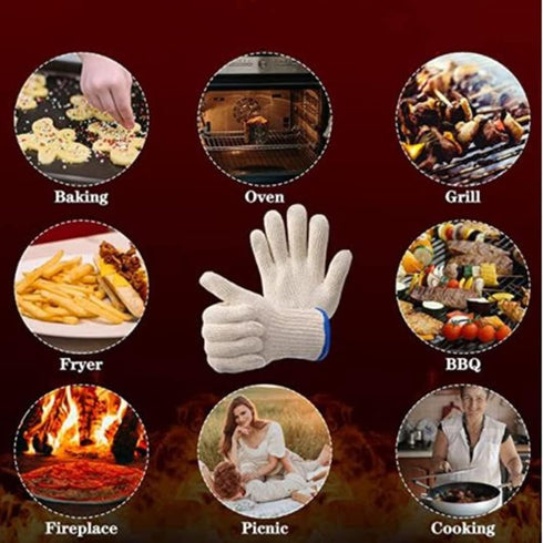 Extreme Heat Resistant Cooking Gloves, Grilling Gloves, Thickened Heat Resistant Gloves for Cooking, Grilling, Frying, Baking, Indoor/Outdoor Acce...