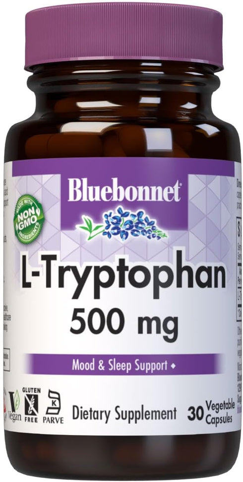 BlueBonnet L-Tryptophan 500 mg Vitamin Capsules, 30 Count...