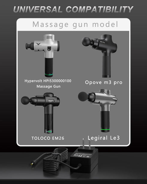 VHBW Massage Gun Charger Replacement for DC 24V or 25.2V Brushless Motor Massage Gun Charging Cord for Hypervolt Taotronics Opove Toloco Legiral B...