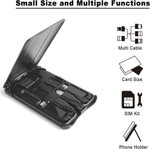 Cable Card Box, Universal Charging Cable Adapters,Compact USB-C/USB-A/Micro-USB/Lightning Port,Compact with Most Smartphones, Portable Phone Stand...