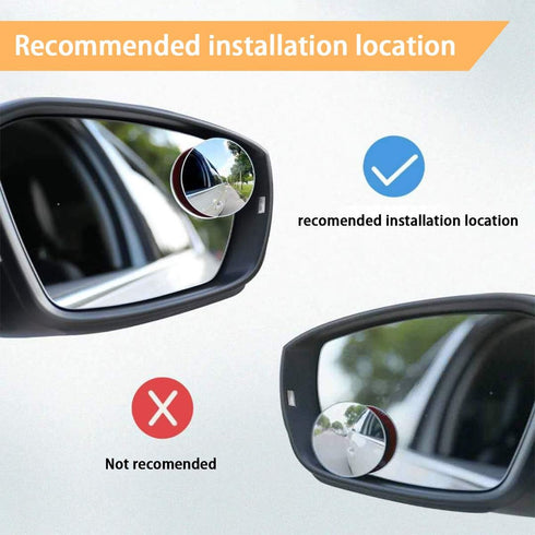Car Blind Spot Mirror, 2" Round HD Glass Frameless Convex Rear View Mirror with wide angle Adjustable Stick for Cars SUV and Trucks, Pack of 2 (Ro...