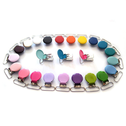 21 Enamel Metal Round Pacifier Clips/Garment Suspender Clips Baby Pacifier Clips for Making DIY Craft Supplies for Dummy Soother Bib Toy Holder Cl...