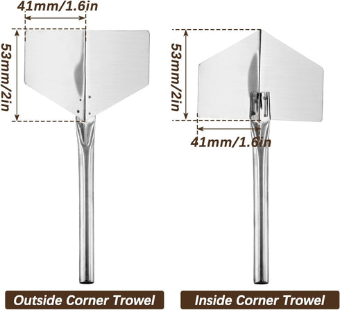 4Pcs Stainless Steel Drywall Corner Tool Set, 2 Inch Inside & Outside Corner Trowel Concrete Tools Hand Tools, Drywall Plaster Tools for Bricklayi...