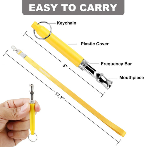 Pet Training Clicker, Whistle -Training Behaviour Aids Accessories for Puppies with Lanyard - Barking Control Device - Long Range Adjustable Frequ...