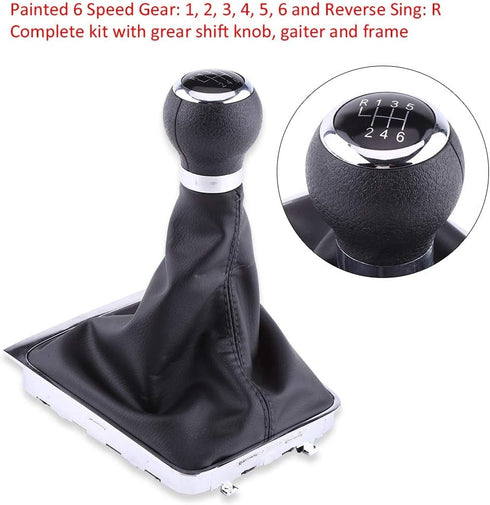 Acouto Manual Shift Knob Boot 6 Speed Car Gear Shift Knob Stick Gaiter Boot Frame Kit Fit for Passat B6 2005-2012 Gear Shifter Boot Cover Replacem...