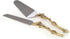 Godinger 2 Piece Gold leaf (twig) Cake Server Set. 1 Cake Knife and 1 Cake Server. Leaf Design 2 Tone Made of Stainless Steel and Brass. Ideal for...