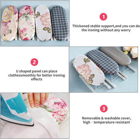 Small Ironing Board, Tabletop Ironing Board Mini Foldable Shirt Cuffs Collars Handling Table for Sleeves, Sewing and Ironing, Dorms, Travel(Peony)...