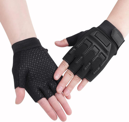 Kids Half Finger Sports Gloves with Grip - Non-slip Gel Monkey Bar Glove, Protective Dirt Bike, Cycling, Fishing, Climbing, Gymnastics Glove for B...