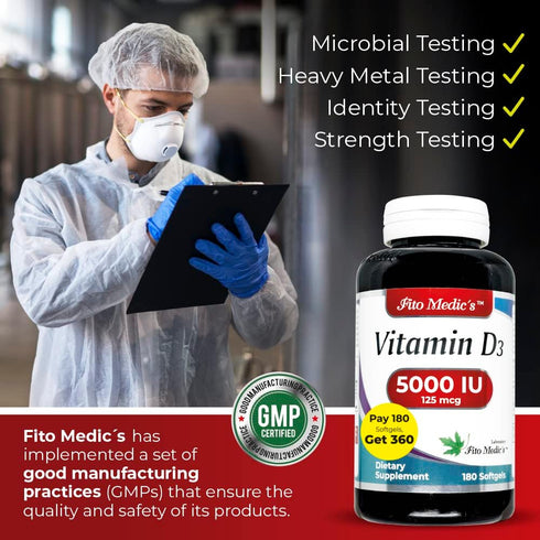FITO MEDIC'S Lab - Vitamin d - 5000 IU of - vitamin d3-360 Softgels - vitamin d3 5000 iu - for Bone, Teeth, Muscle and Immune Health Support, Ultr...
