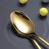 Gold Dinner Spoon of 4, Berglander 7.5" Stainless Steel Titanium Plating Shiny Gold Soup Spoons Silverware, Golden Soup Spoon Table Spoon Set Stur...