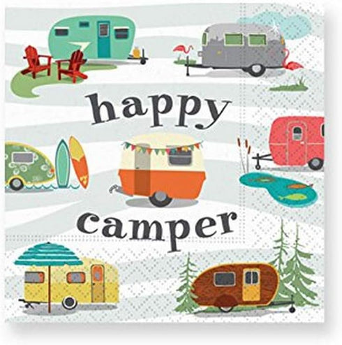 Design Design Happy Camper Cocktail Napkins, Multicolor...