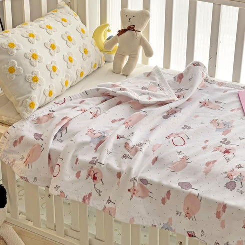 Super Soft Blanket with Double Layer for Baby Boys and Girls, Cute Animals Printed 40x 30 Inch Receiving Blanket (Sheep)...