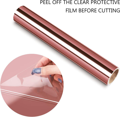 TECKWRAP Rose Gold Chrome Vinyl Wrap Metallic Permanent Vinyl 1ftx5ft...