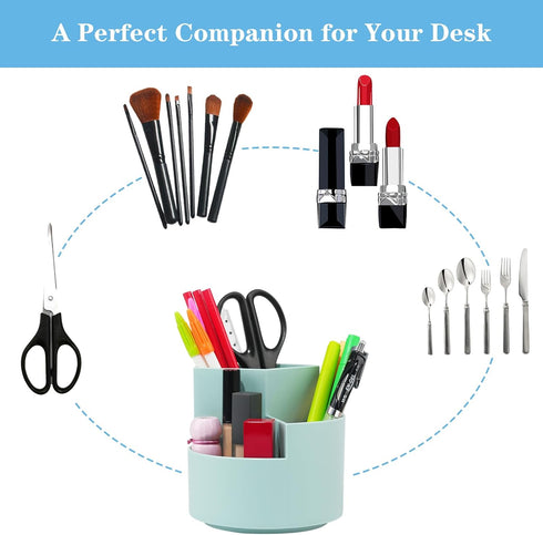 Desk Pencil Pen Holder, 360-degree Rotating Desktop Storage Organizer (White)...