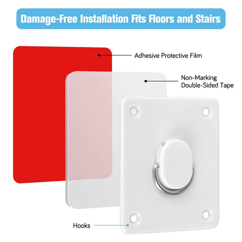 Retractable Baby Gates Floor Adhesive Hooks No Drilling (2-Pack) Prevent Babies and Pets from Going Under The Gate, Mesh Dog Gate Ground Anchor Ho...