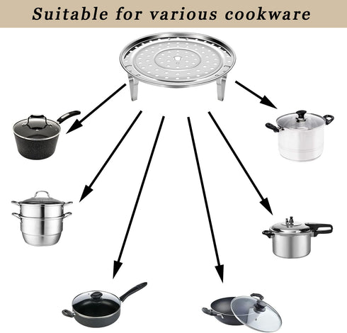 Steamer Rack for Cooking,18/8 Stainless Steel Steaming Rack,8.5 Inch Steam Tray with Removable Legs for Steamer Cookware Baking Instant Pressure C...