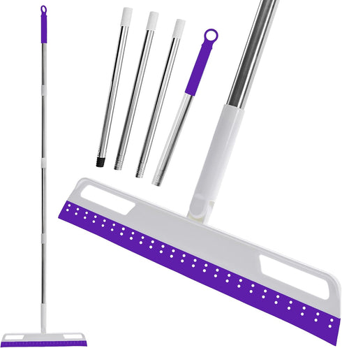 Multifunction Magic Broom, Household Silicone Wiper Floor Squeegee Non-Stick Hair Sweeping Tool 4 in 1 Adjustable Floor Scraping Sweeper for Bathr...