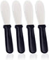 AnapoliZ Butter Spreader Knives | 4 PCS Wide Blade Stainless Steel Spreader Knife | Black Plastic Handle Spreading Knives | Sandwich Condiment Spr...