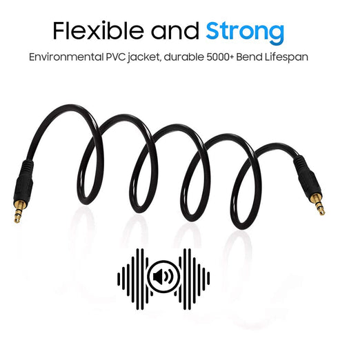 Cmple - 3.5mm Aux Audio Cable Stereo 25 ft Male to Male Speaker Cable Auxiliary Cord Adapter for Car, Phone, Headphones - Black...