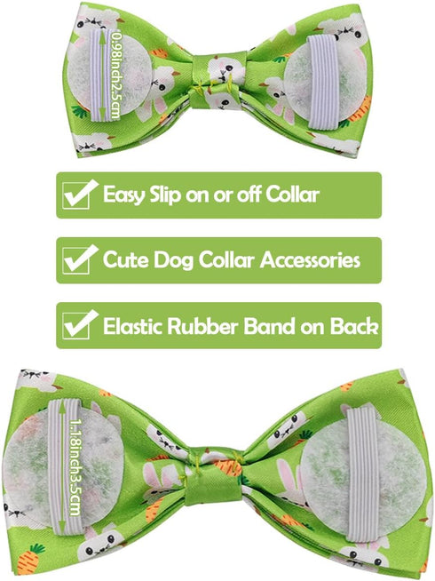PET SHOW 10pcs Easter Day Small Dog Bow Ties for Medium Dogs Puppies Rabbit Cat Detachable Bowties with Elastic Bands Attach to Collar Pet Groomin...