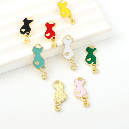 Gold Plated Multicolor Cat Charms Pendants for Jewelry Making,Enamel Pendants,Alloy Cute DIY Jewelry Supplies for Necklace Bracelets Earrings...