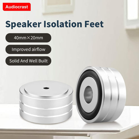Audiocrast 4X Silver HiFi Speaker Isolation Feet Pad, Aluminum 40x20mm Audio Stand Feet Amplifier Shock Absorber Non-Slip Hi-End Vibration Dampene...