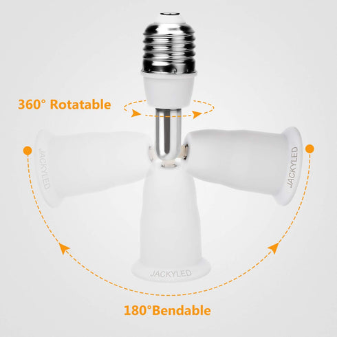 JACKYLED E26 to E26 Light Socket Extender 3.9”/10CM Extension, E26 E27 Medium Base Bulb Converter, Max 60W 360 Degree Adjustable Extension Adapter...