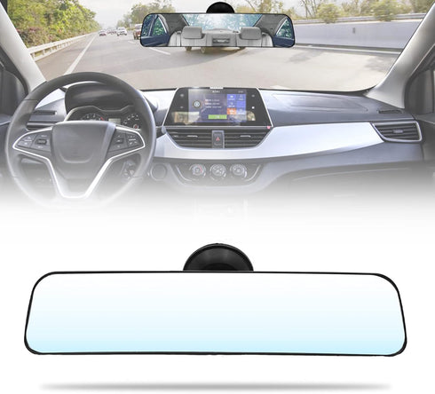 12''Anti Glare Rear View Mirror with Suction Cup, 360 Degrees Adjustable, HD Car Interior Rearview Mirror with Adjustable Suction Cup,Rear View Mi...