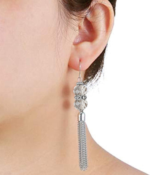 Double Crystal Long Tassels Sweater Chain Pendant Necklace Mother Gift Jewelry 32"...