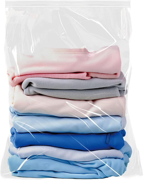 15 Count Zipper Storage Bags, 18'' x 24'' Large 5 Gallon Clear Reclosable Food Storage Bag for Food, Clothing, Office Supplies & Travel Essential,...