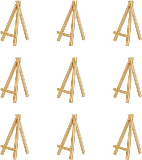 Mini Wooden Easels Display - 3Inch Mini Easel & Canvas Collection, Mini Natural Wood Display Easel (Pack of 9 Easels)...