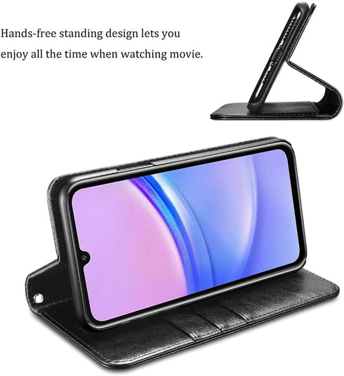 for Samsung Galaxy A05s Case, with Screen Protector,PU Leather Wrist Strap Card Slots Shockproof Protective Flip Cover Phone Wallet Case for Samsu...