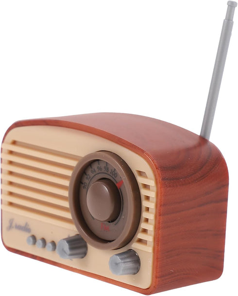 Miniature Vintage Style Radio Figurine Retro Mini Radio Model Tiny Old-Fashion Simulation Radio Toys for Dollhouse Accessories - Brown...