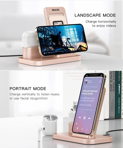 BEACOO Angle Adjustable Wireless Charger, 2 in 1 Wireless Charging Station for iPhone and AirPods, Charging Dock for AirPods Pro/2/1, 7.5W Qi Fast...