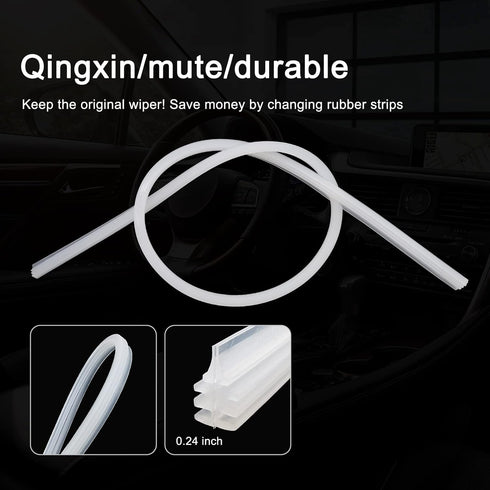 4 Pieces Car Windshield Bracketless Wiper Rubber Filler Strip, 28 Inches Car Size Adjustable Wiper Substitution Rubber Strip, Suitable for Car Fro...