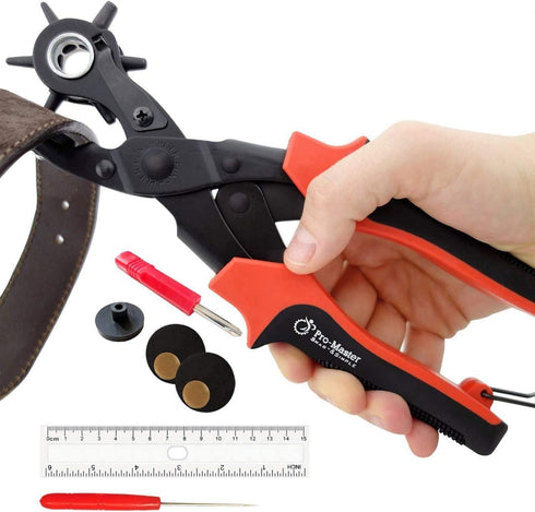 Professional Heavy Duty Belt Hole Puncher for Leather, Multi-Size Rotary Leather Hole Punch Tool Set with Ergonomic Handles for Easy, Precise Belt...