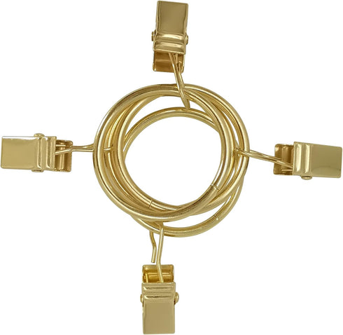 40 Pack Curtain Rings with Clips, Drapery Clips with Rings, Drapes Rings 1.26 in Interior Diameter, Fits up to 1 in Curtain Rod, Gold Color...