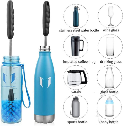 4 Pack Bottle Brush Cleaning Set,Multi-Function Long Handle Bottle Cleaner for Glasswares, Travel Coffee Mugs, Narrow Cup,Straw Cleaning Brush,Foo...