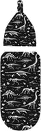Baby Newborn Swaddle Blanket with Beanie Hat- Black and White Dinosaur Skeleton Pattern Receiving Blanket Sleep Sack for Girls Boys Infant Gifts...