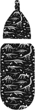 Baby Newborn Swaddle Blanket with Beanie Hat- Black and White Dinosaur Skeleton Pattern Receiving Blanket Sleep Sack for Girls Boys Infant Gifts...