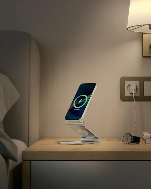 Stand for MagSafe Charger, OMOTON Foldable Phone Stand Holder for MagSafe Accessories, Not Include Charger or Cable, Compatible with iPhone 15/14/...